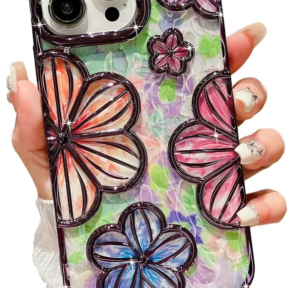 Pink and Purple Floral Phone Case with Artistic Design - Picture 1 of 4